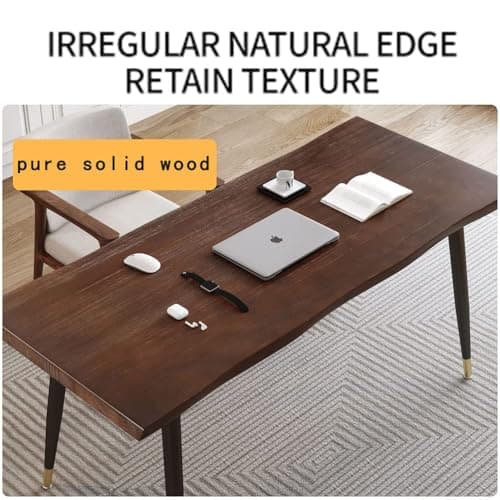 Sihtengxxhongs Modern Simple Style 55" Standing Desk Study Computer Desk - Black Metal Frame, Solid Wood Planks, for Home Office Bedroom 6