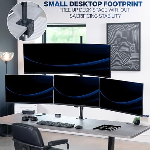 VIVO Quad Monitor Extra Tall Desk Mount for up to 49 inch Ultrawides on Top Bracket and 27 inch Screens on Lower Brackets, Holds up to 44 lbs, Black, STAND-V104T 7