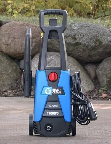 AR Blue Clean, BC142HS Electric Pressure Washer, 1700 PSI, 1.7 GPM, 11 AMP, 15 Degree Nozzle, Easy Squeeze Spray Gun, Foam Cannon, Extension Lance, 25' Hose, Compact Ergonomic Handle Design, 18 Lbs 16