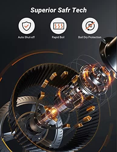 Electric Kettle, 304 Stainless Steel Interior, BPA-Free, Double Wall 1.5L Hot Water Boiler, 1500W Tea Kettle with Auto Shut-Off & Boil Dry Protection, Cordless Base & LED Indicator 8