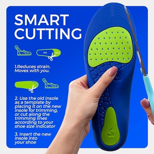 VISMOS Low Arch Support Inserts for Men & Women – Orthotic Comfort Insoles for Flat Feet, Walking, Work & Standing All Day – Reduces Foot Fatigue – Steppers Insoles 8