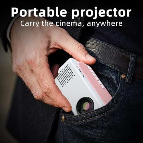 Mini Projector, HD 1080P WiFi Video Projector, Portable Outdoor Projector with Tripod, Gift for Kids, Home Theater Movie Phone Projector Compatible with USB, AV, Smartphone/Tablet/Laptop (pink) 6