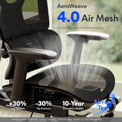 FLEXISPOT ErgoX Premium Ergonomic Office Chair with Footrest- Adjustable 3D Armrests, Dynamic Lumbar Support, Recline & Tilt Function, Mesh Seat, for Home & Office Use,Light Grey 9