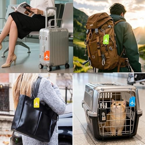 8 Pack Silicone Luggage Tags for Suitcases, TSA Approved, Privacy Protection Suitcase Bag Tag with Stainless Loop, Plane Travel Essentials by Gostwo, Mixed Color 6