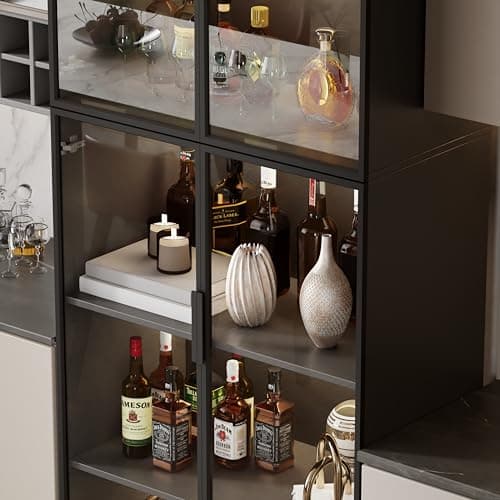 Mekminop Display Cabinet with Glass Doors and Storage Shelve, Modern Display Cabinet for Collectibles Trophy Case for Display - Black (31.5 ""W x 16.5 ""D x 78.7 ""H), HJ-FF10 8