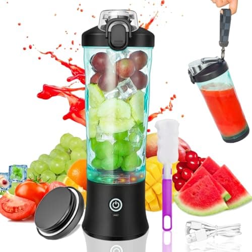 Binineew Portable Blender, 20oz Powerful Personal Blender Shakes and Smoothies USB Rechargeable - Efficient Safe On The Go Blenders Fruit Juicer Cup Kitchen Gym Baby Food Office Sport Travel (Black)