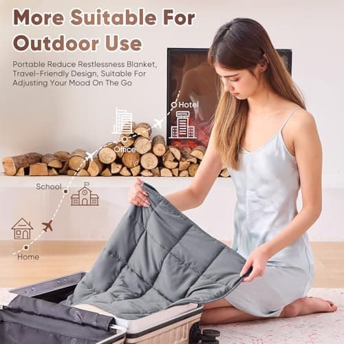 Weighted Lap Blanket for Adults 5lbs, 24"x29" Cooling Heavy Throw Blanket, Portable Travel Weighted Blankets, Soft Small Blankets Gift for Sleeping, Grey 5