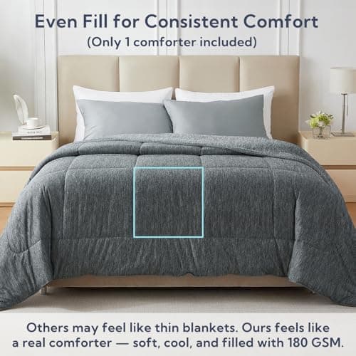 MR&HM Cooling Comforter King/Cal King Size, Double-Sided Cooling Blanket for Hot Sleepers, Silky Soft & Breathable Bedding for Night Sweats, All Season Comforter (102"x90", Dark Grey) 6