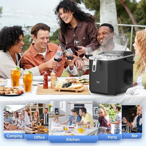 WIE Countertop Ice Maker, 26lbs/24H Portable Ice Machine with Handle,9 Bullet Ice Cubes in 6 Mins,Self-Cleaning Compact Icemaker with Selectable Ice Size for Home Kitchen/RV/Camping/Party, Black 8