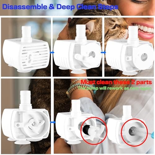 Homtyler Cat Water Fountain, Stainless Steel Pet Water Fountain for Cats Inside, 3 Filters&Ultra-Quiet Pump, 2.2L/73oz Automatic Dog Dispenser Water Bowl, Multiple Pets Water Fountain 6