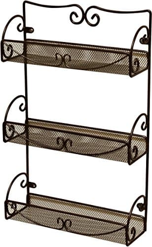 Deco Brothers 3 Tier Wall Mounted Hanging Spice Rack, Bronze
