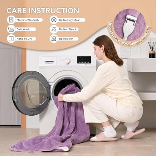 EDENLUNE Heated Blanket Throw Electric Blanket 50''x60'' Heating Blanket with 9 Heating Levels 10 Timer Modes Auto-Off Fast Heating Overheat Protection ETL Certified Machine Washable Gift 7