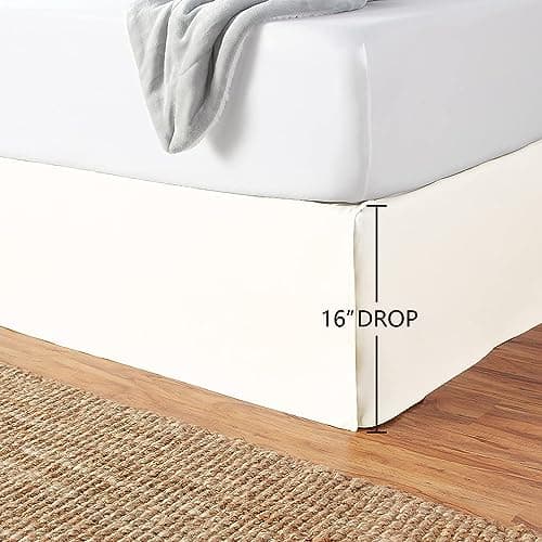 Amazon Basics Lightweight Pleated Bed Skirt, Machine Washable, Wrinkle and Fade Resistant, Queen, Off White 5