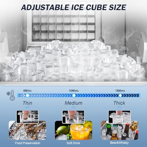 Under Counter Ice Maker Machine Commercial - 120LBS/24H with 30lbs Ice Storage Bucket & Reversible Door, Built-in Freestanding Ice Machine, Automatic Cleaning/24 Hours Timer, For Home & Commercial Use 5