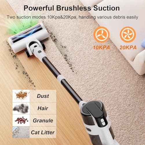 Maircle Cordless Vacuum Cleaner, Stick Vacuum Cleaner with Brushless Motor Powerful Suction 55min Runtime for Carpet Pet Hair 2