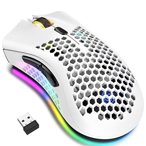HETOETF Wireless Gaming Mouse Lightweight Honeycomb Design, Rechargeable RGB Backlight Computer Mouse with USB Receiver,Adjustable DPI,2.4GHz Wireless Mouse for PC/Mac/Laptop