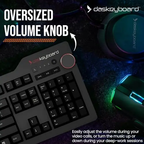 Das Keyboard 4 Professional Wired Mechanical Keyboard, Cherry MX Brown Mechanical Switches, 2-Port USB 3.0 Hub, Volume Knob, Aluminum Top (104 Keys, Black) 5