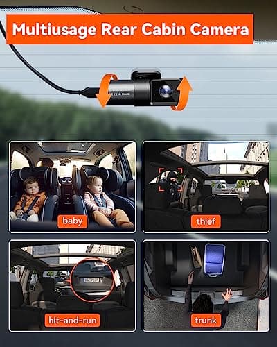 Vantrue N5 4 Channel WiFi 360° All Sides Dash Cam, STARVIS 2, IR Night Vision, 2.7K+1080P*3 Front Rear Inside Dashcam, Voice Control, GPS, 24 Hours Buffered Parking Mode Dash Camera, 512GB Max (N5) 5