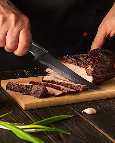 syvio Block Knife Set, 15 Pcs Kitchen Knife Set with Block and Sharpener, with Heavy Poultry Shears and 6pcs Serrated Steak Knives Razor-Sharp, Stainless Steel, Lightweight, Anti-Slip Handle 8