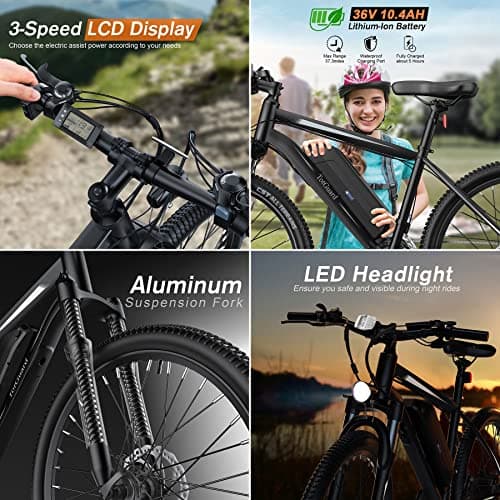 TotGuard Electric Bike, Electric Bike for Adults, 26" Ebike 700W Peak Motor, 20MPH Electric Mountain Bike with 374.4WH Removable Battery, Up to 50 Miles,Front Suspension Fork,SGS Certified to UL 2849 5