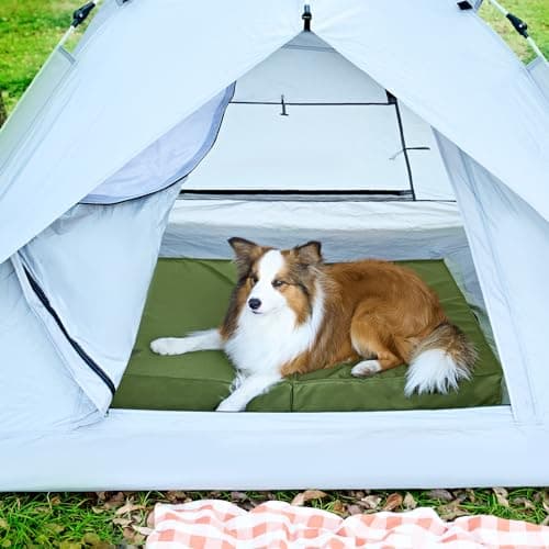 EHEYCIGA Foldable Waterproof Dog Beds for Large Dogs - Outdoor Orthopedic Dog Bed with Washable Removable Cover, Pet Bed Mattress with Handle, Olive Green, 36 x 27 x 3.5 inches 8