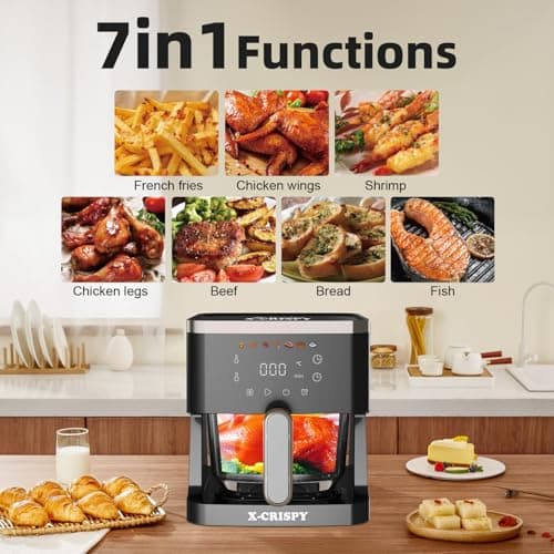 APSARAS USA Air Fryer Glass, 5.2QT Convection Oven Glass Air Fryer Non Toxic, Transparent Fry Bowl | Cook Shrimp, Steak, Fries, Wings, Chicken & More | Precise Temperature Control & Time 2