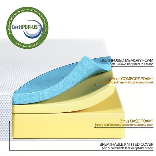 ZINUS 10 Inch Green Tea Cooling Gel Memory Foam Mattress / Cooling Gel Foam / Pressure Relieving / CertiPUR-US Certified / Bed-in-a-Box, Full 5