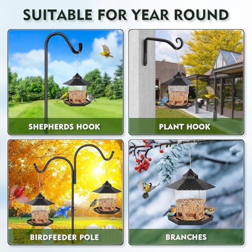 Gbekery Bird Feeders for Outdoors Hanging,Retractable Foldable Design Wild Bird Seed Feeders for Outside, 1 Pack 7