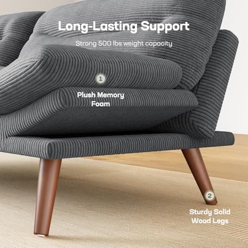 Marsail Futon Sofa Bed, Grey 6