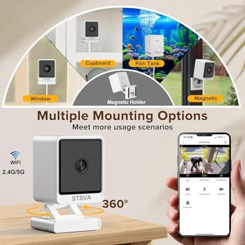 STSVA 3MP 2K Window Security Camera,2.4G&5G WiFi Indoor Camera for Home with Color Night Vision,24/7 Recording,Motion Detection,Support SD Card and US Cloud Storage.(1PCS) 6