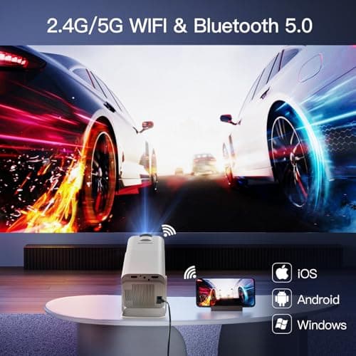 HY320 Mini Projector, Native 1080P Full HD 4K Support Outdoor Portable Projector, Built-in Streaming Apps, WiFi and Bluetooth, Auto Keystone Projector Compatible with iOS/Android 4