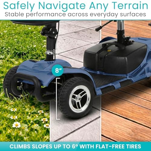 Vive 4 Wheel Mobility Scooter - Electric Powered Wheelchair Device - Compact Heavy Duty Mobile for Travel, Adults, Elderly - Long Range Power Extended Battery with Charger & Basket 6