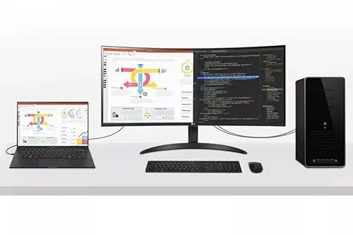 LG 34 inch UltraWide Curved Monitor, 21:9 WQHD (3440x1440) VA Display, 100Hz, 5ms, up to 99% sRGB Color Gamut and HDR 10, AMD FreeSync, 3-Side Virtually Borderless Design, with 5ave HDMI Cable 4