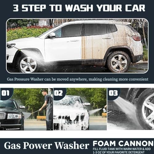 Commercial 4200PSI 4GPM 212CC Gas Pressure Washer, 7.0 HP Professional Gas Power Washer with 5 Nozzles 25FT Hose Foam Bottle for Car Fence Driveway Yard (EPA/CARB/ETL Compliant), Black 9