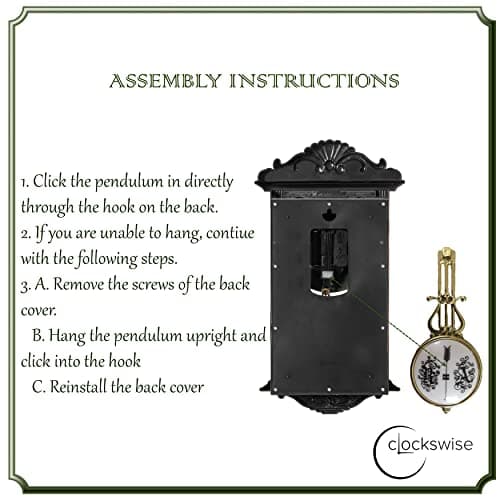 Clockswise Vintage Grandfather-Style Wall Clock with Wood-Effect Plastic Pendulum Battery-Operated for Home Decor Living Room Home Office Kitchen or Dining Room (Brown, 16 Inch) 8