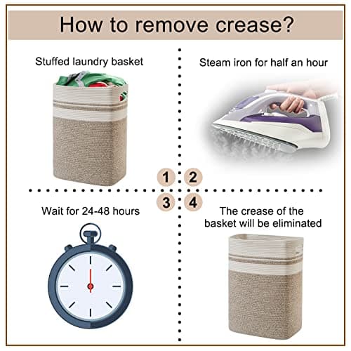 OIAHOMY Laundry Hamper-Laundry Basket,Tall Cotton Storage Basket with Handles,Decorative Blanket Basket for Living room,Collapsible Large Basket for Toys,Pillows,Clothes-16x13x22in-Yellow variegated 7