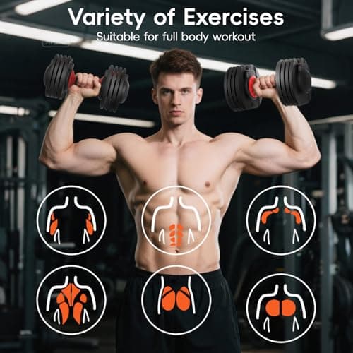 Upgraded Adjustable Dumbbells Set 25 lbs, 9 Weights Dumbbell Set, Quick Adjustable Dumbbells For Men Women Home Gym with Anti-Slip Handle, Safe and No Falling 5