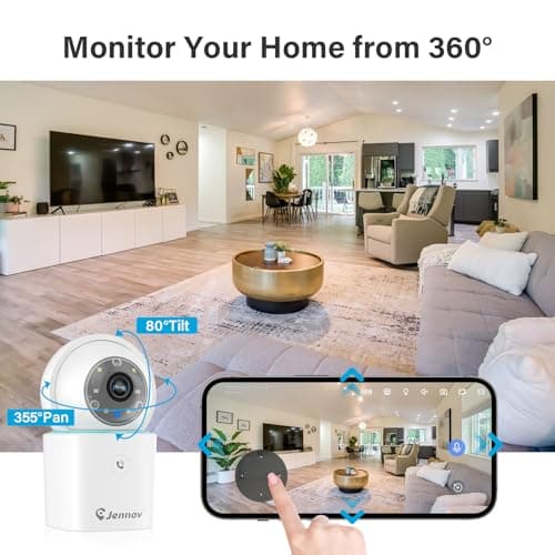 Jennov 2K Pet Dog Cat Camera, 360° Home Security Camera with One-Click Talk, WiFi Baby Camera Monitor with Motion Detection/Color Night Vision/Auto Tracking for Home Indoor &Outdoor Security 5