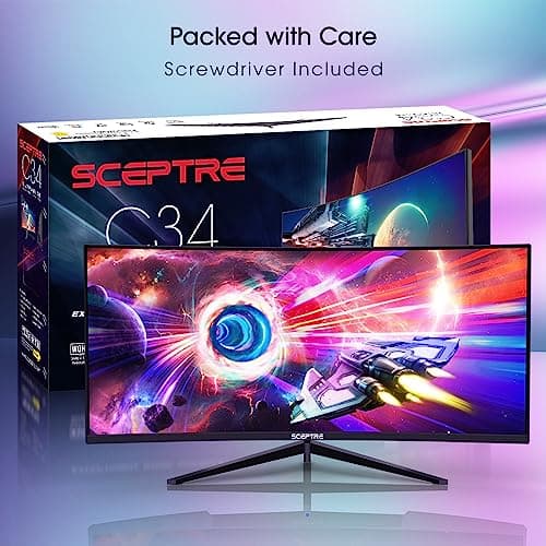 Sceptre 34-Inch Curved Ultrawide WQHD Monitor (3440 × 1440), R1500, up to 180Hz/165Hz, DisplayPort x2, 99% sRGB, 1ms, Built-in Speakers, Machine Black, 2025 (C345B-QUT168) 5