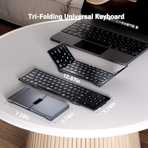 iClever Foldable Bluetooth Keyboard, BK18 Foldable Keyboard with Touchpad and Number Pad, Portable, Rechargeable, Pocket Size for Travel, Compatible with iPad, iPhone, Laptop 7