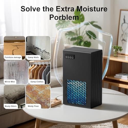 FancyBark Dehumidifiers for Home, 99oz Water Tank Dehumidifier for Bedroom Basement Bathroom RV with Auto Shut Off, Drain Hose, Sleep Mode, (black) 5