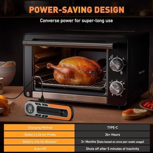 500FT Truly Wireless Smart Meat Thermometer, Bluetooth Meat Thermometer with APP、LCD, Digital Cooking Thermometer with Ultra-Thin Probe for BBQ Oven Smoker Rotisserie Sous Vide 6