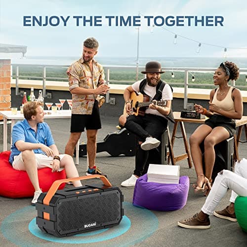 BUGANI Bluetooth Speaker, Portable Bluetooth Speakers with 40W Stereo Sound, Loud Bluetooth Speaker 24H Playtime Support TF Card/AUX, IPX6 Waterproof for Beach Camping Outdoor Indoor 7