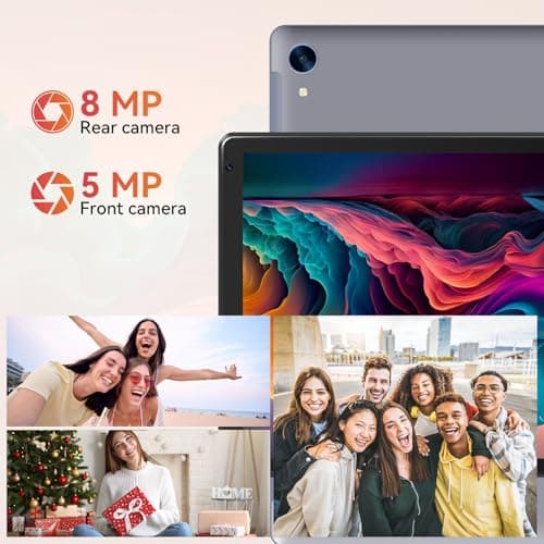 URAO Tablet,10.1" Android 15 Tablet with Octa-core Processor 24GB RAM 128GB ROM HD IPS Touchscreen 8H Battery, Wi-Fi 6, BT 5.0, Dual Camera, Android Tablets 5