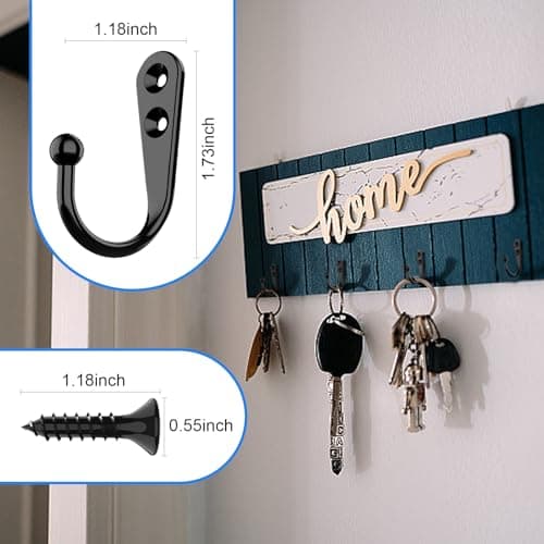 ZBDPOVT 15 Pcs Black Coat Hooks - Wall Hooks for Closet Hanging, Multi-Room Use (Bathroom/Bedroom/Kitchen), Holds Coats/Towels/Scarves/Hats/Keys/Cups, Includes 30 Screws 5