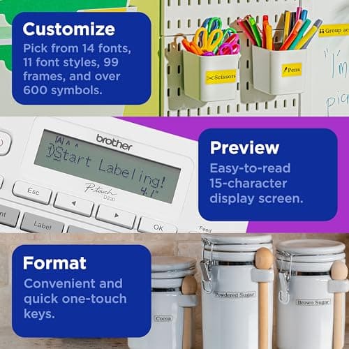 Brother P-Touch PTD220 Home/Office Everyday Label Maker | Prints TZe Label Tapes up to ~1/2 inch White 5