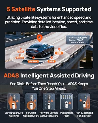 70mai A810S 4K Dual Dash Cam Front & Rear, STARVIS 2 HDR Super Night Vision, AI Motion Detection & 24/7 Parking, Built-in GPS, Wi-Fi & Optional 4G Remote Viewing, ADAS, Loop Recording, Time-Lapse 6