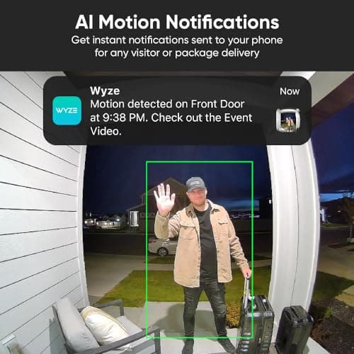 WYZE Wired Doorbell Camera v2(existing doorbell Wiring Required), 2K Security Video Doorbell, Color Night Vision, 2-Way Audio, Package Monitor, Works with Alexa & Google Assistant. Free Expert Setup 7