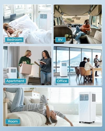 EUHOMY 8000 Btu Portable Air Conditioners, 3 in 1 Portable AC with Cool, Dry, Fan Modes, Quiet Air Conditioners with 24H Timer & Sleep Modes, with Remote, for Bedroom, Apartments up to 350 Sq.Ft 8