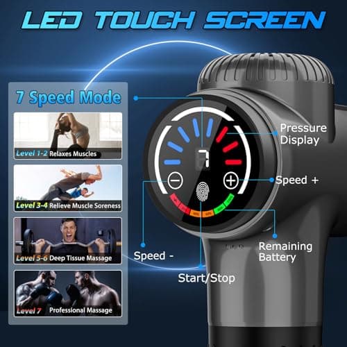 TOLOCO Massage Gun Deep Tissue, Percussion Massage Gun with 10 Replacement Heads, Super Quiet Portable Electric Massager for Athletes, Relax, Gray 2